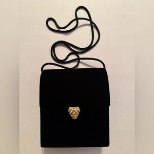 Chic Black Velvet Clutch with Gold Accent
